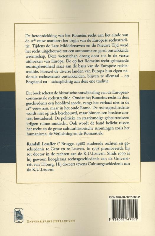 Achterkant van Inleiding tot de Europese rechtsgeschiedenis