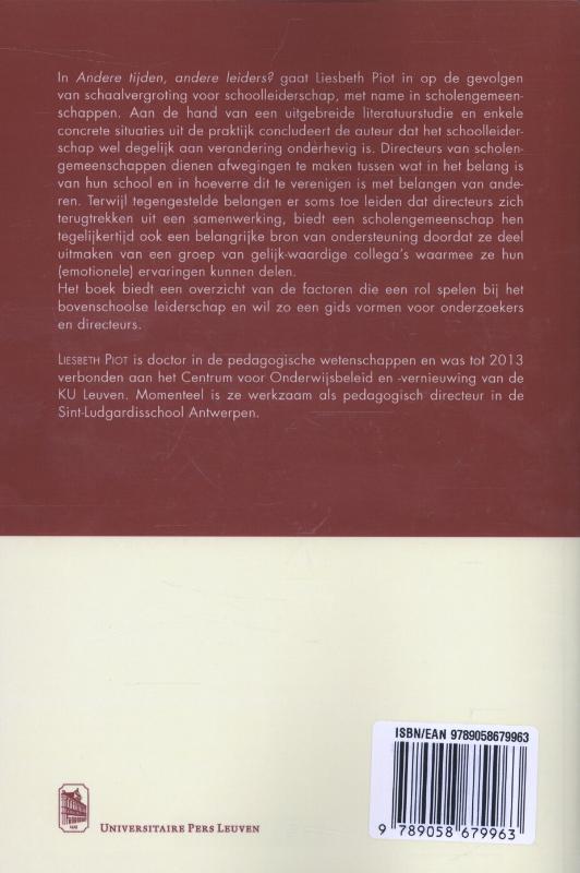 Achterkant van Andere tijden, andere leiders?