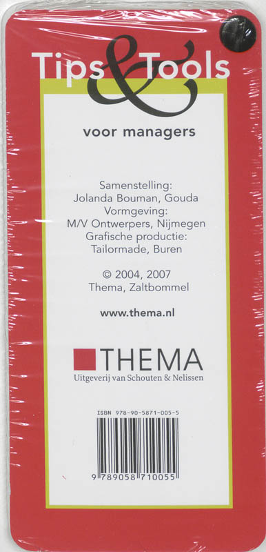 Achterkant van Tips en Tools voor managers waaier