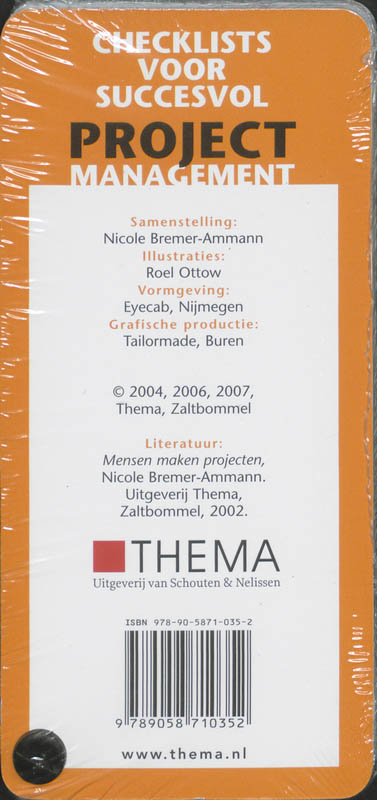 Achterkant van Checklists voor succesvol projectmanagement