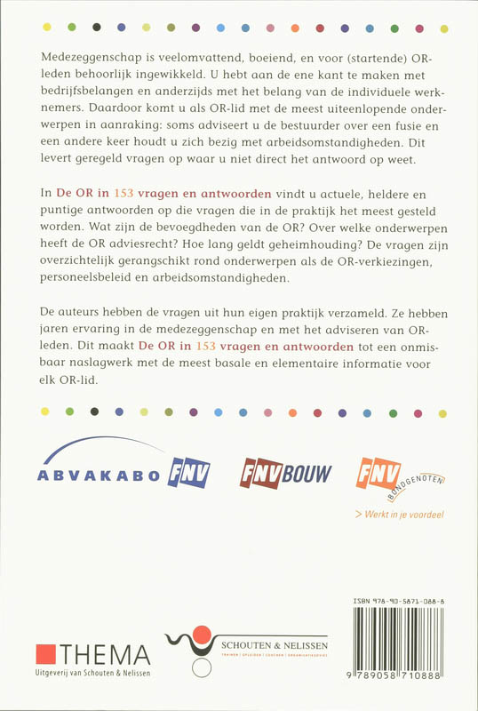 Achterkant van De OR in 153 vragen en antwoorden