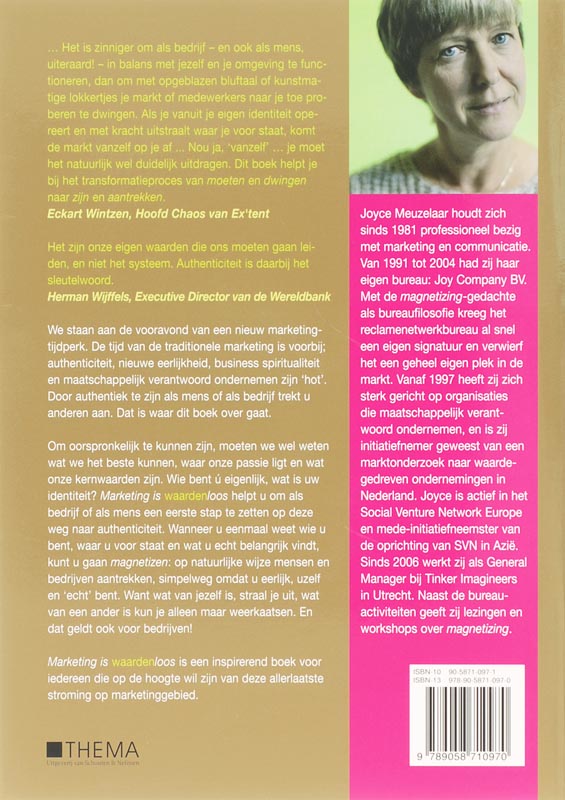Achterkant van Marketing is waardenloos