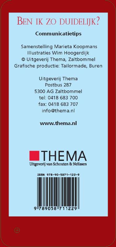 Achterkant van Ben ik zo duidelijk?