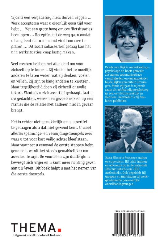 Achterkant van Assertief op het werk