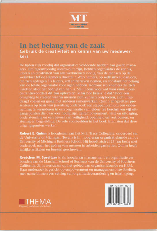 Achterkant van In het belang van de zaak