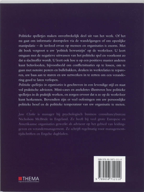 Achterkant van Politieke spelletjes in organisaties