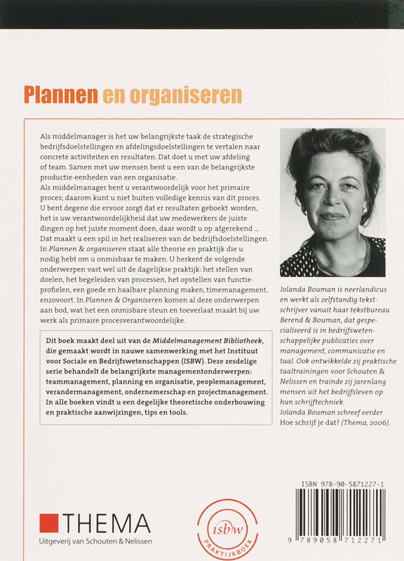 Achterkant van Plannen en organiseren