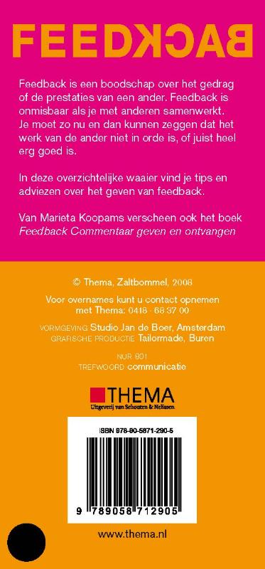 Achterkant van Feedback