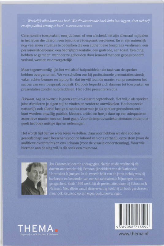 Achterkant van Ik kwam, sprak en overwon