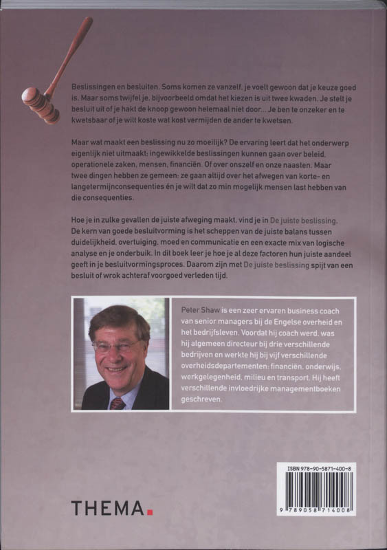 Achterkant van De juiste beslissing