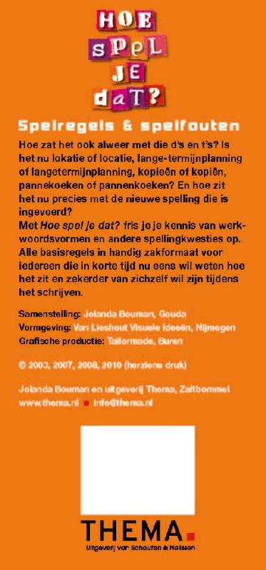 Achterkant van Hoe spel je dat?