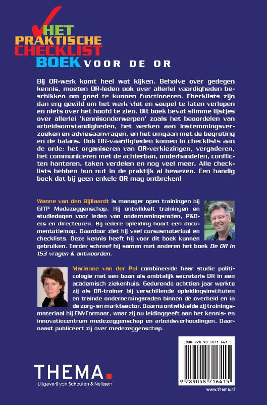 Achterkant van Het praktische checklistboek voor de OR