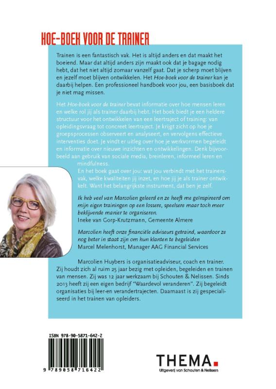 Achterkant van Hoe-boek voor de trainer