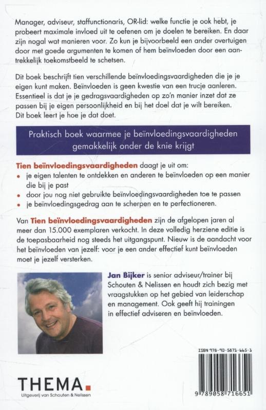 Achterkant van Tien beinvloedingsvaardigheden