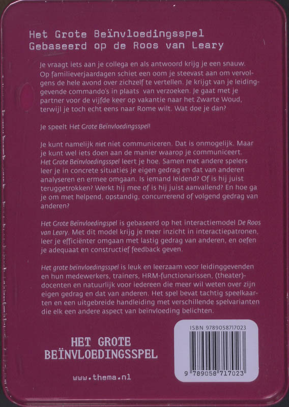 Achterkant van Het grote beïnvloedingsspel