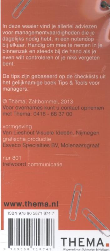 Achterkant van De belangrijkste tips en Tools voor managers