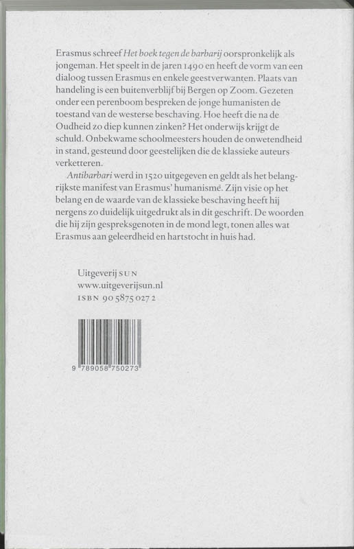 Achterkant van Het boek tegen de barbarij