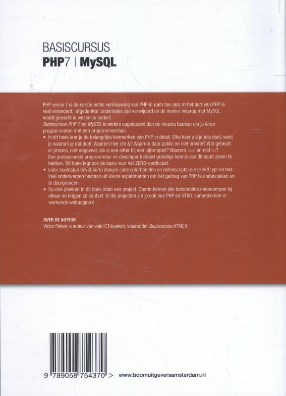 Achterkant van Basiscursus PHP7 en MySQL