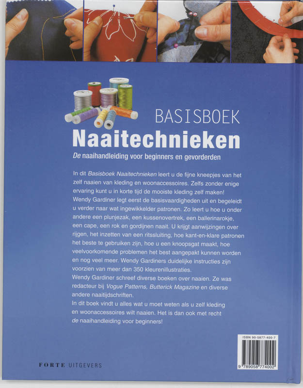 Achterkant van Basisboek Naaitechnieken