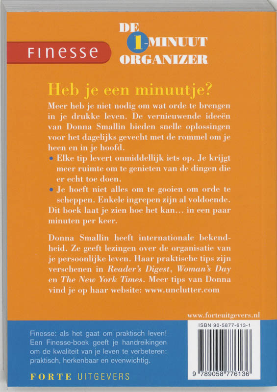 Achterkant van De 1-minuut organizer