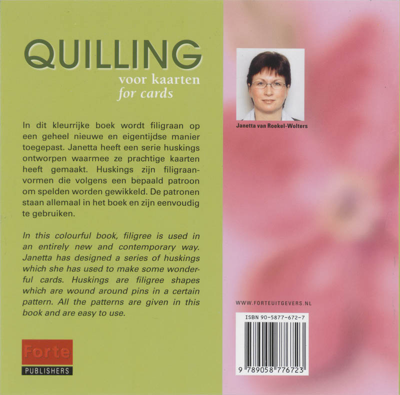 Achterkant van Quilling voor kaarten