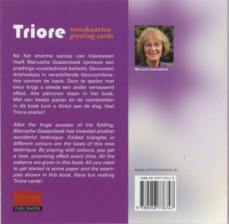 Achterkant van Triore wenskaarten