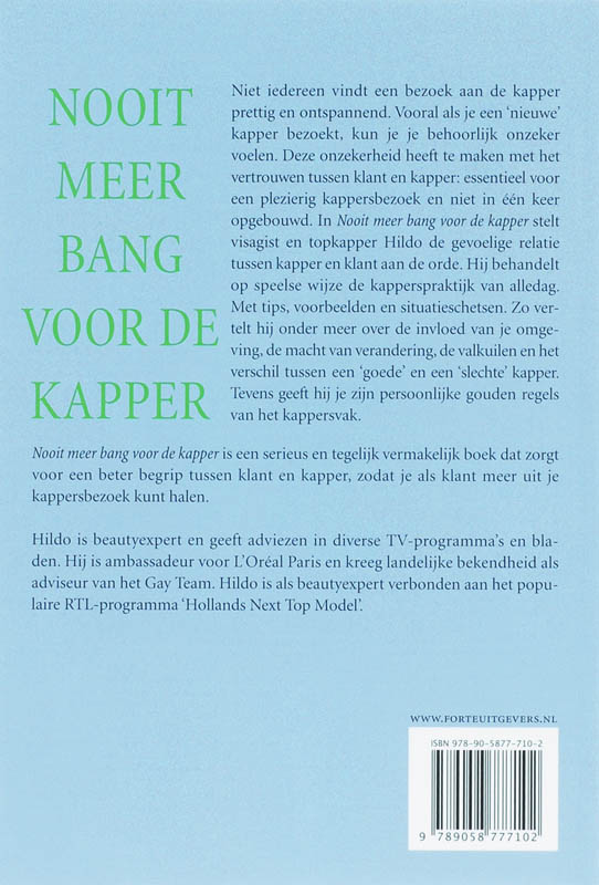 Achterkant van Nooit meer bang voor de kapper