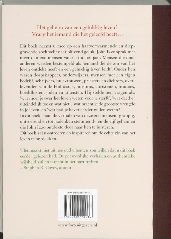 Achterkant van De vijf geheimen die je moet ontdekken voor je sterft