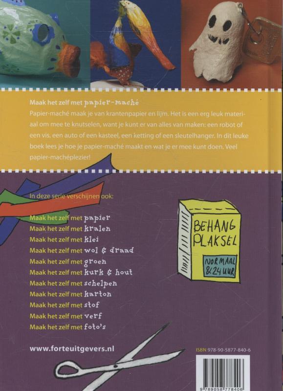 Achterkant van Maak het zelf met papier-mache