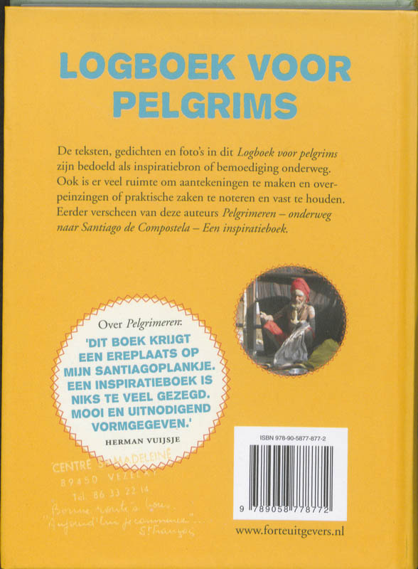 Achterkant van Logboek voor pelgrims