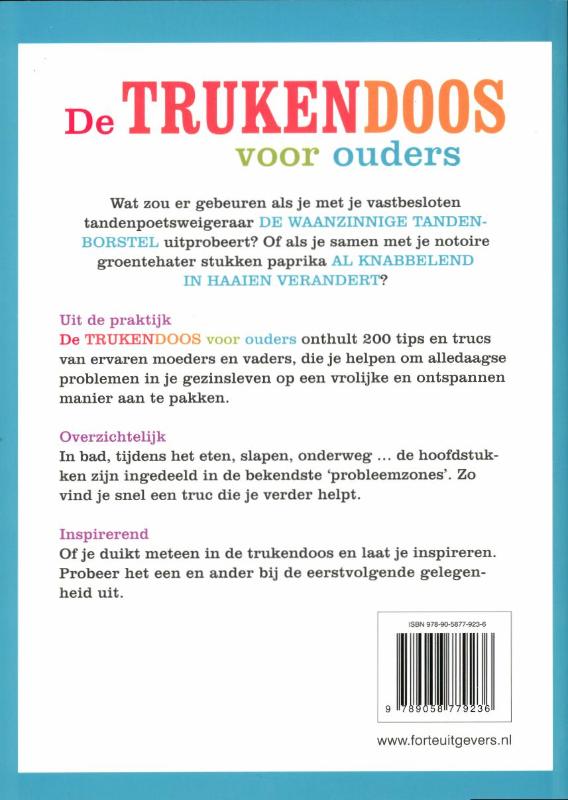 Achterkant van De trukendoos voor ouders