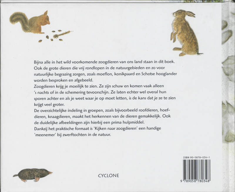 Achterkant van Kijken naar zoogdieren