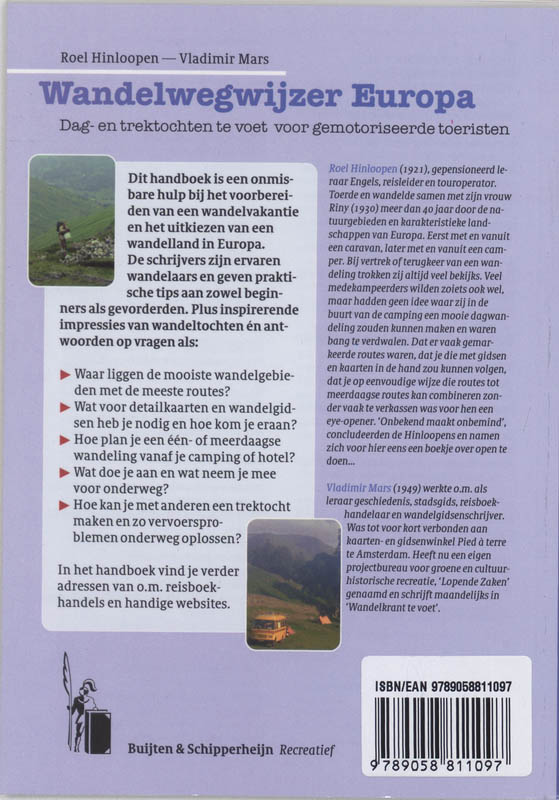 Achterkant van Wandelwegwijzer Europa