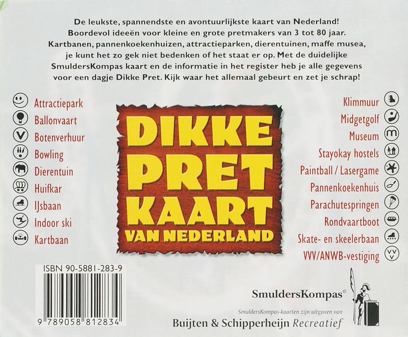 Achterkant van Dikke Pretkaart van Nederland