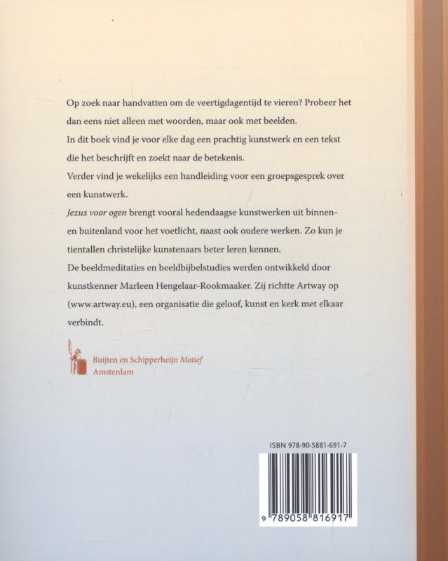 Achterkant van Jezus voor ogen