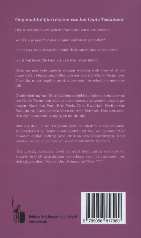 Achterkant van Ongemakkelijke teksten van het Oude Testament