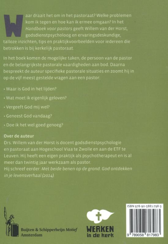 Achterkant van Handboek voor pastors