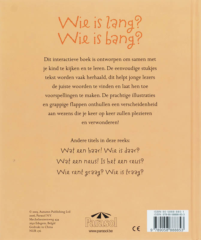Achterkant van Wie is lang wie is bang