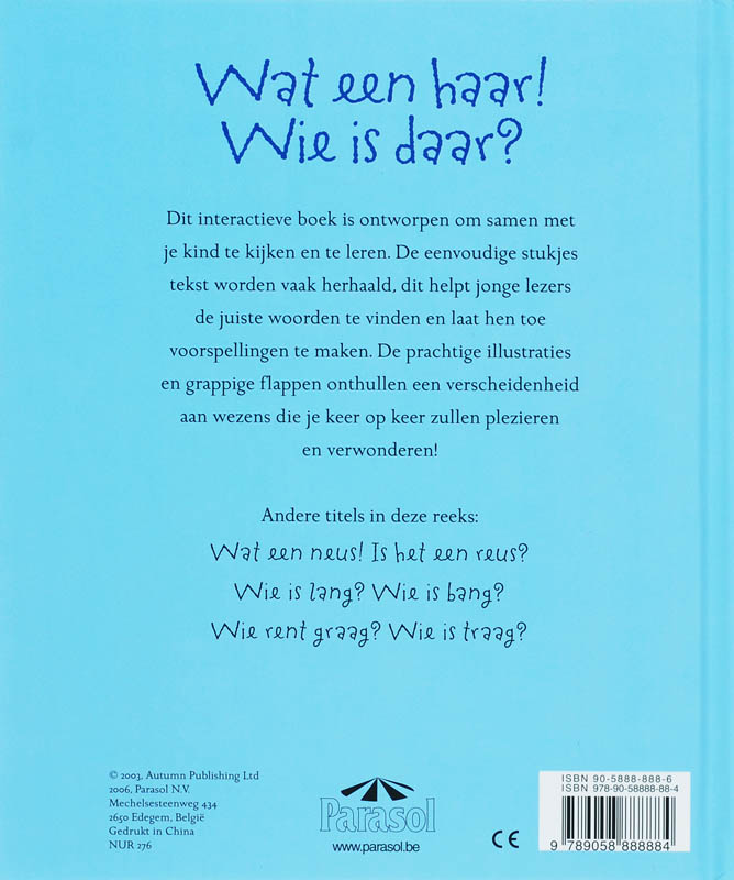 Achterkant van Wat een haar! Wie is daar?