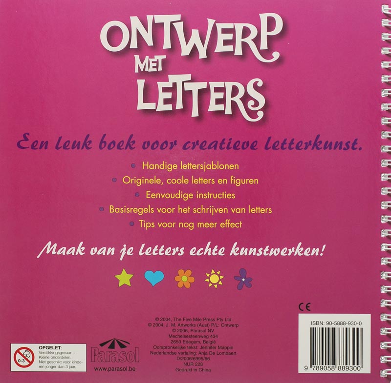 Achterkant van Ontwerp met letters