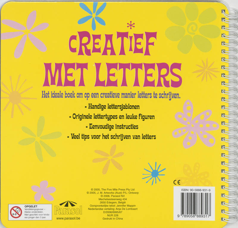 Achterkant van Creatief met letters