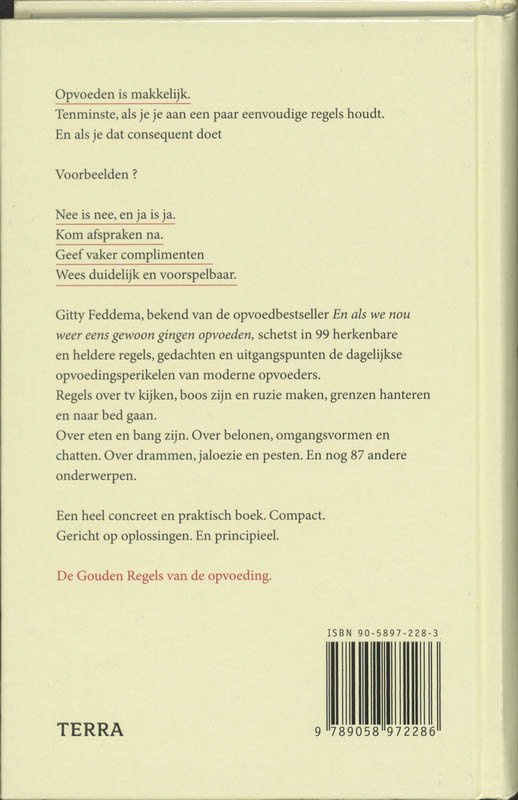 Achterkant van De Gouden Regels van de opvoeding