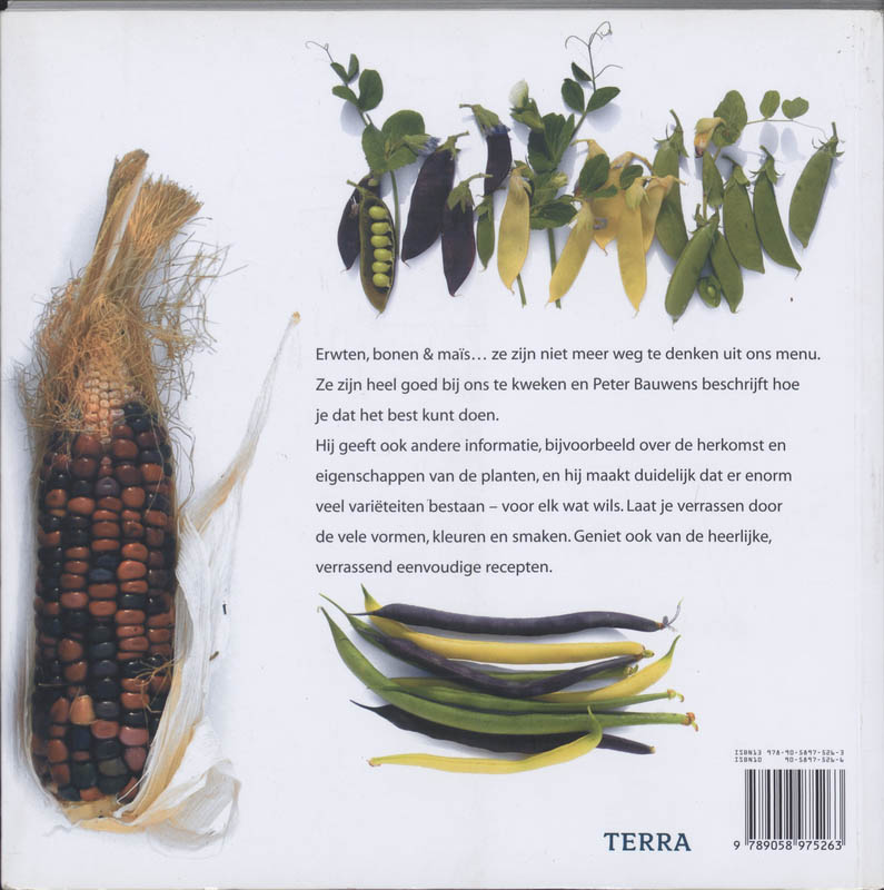 Achterkant van Erwten, bonen & mais