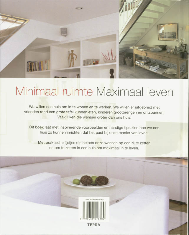 Achterkant van Minimaal ruimte Maximaal leven