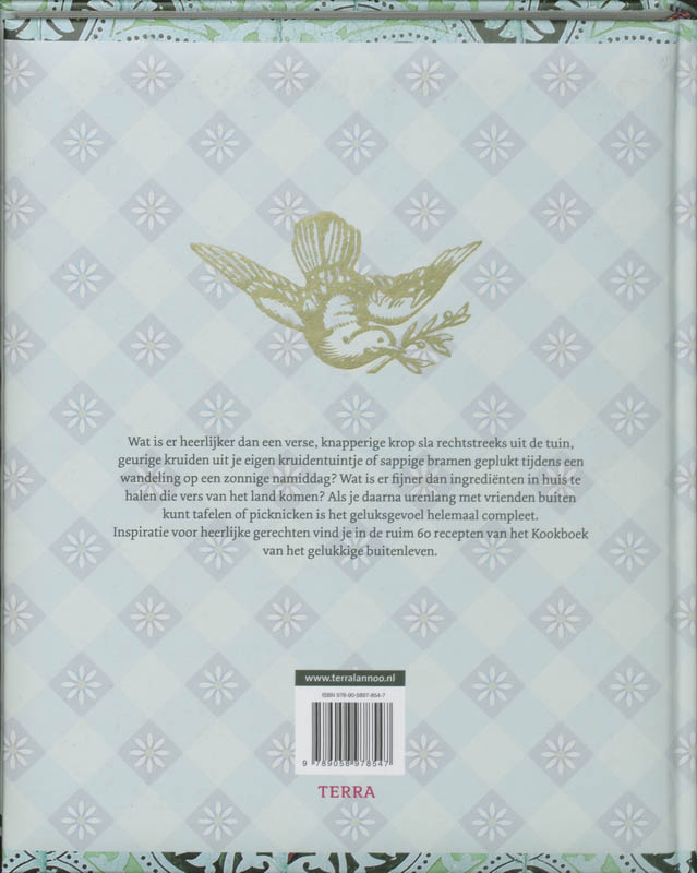 Achterkant van Kookboek van het gelukkige buitenleven