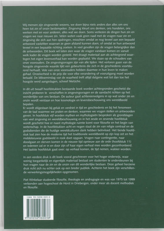 Achterkant van Zingeving en wereldbeschouwing