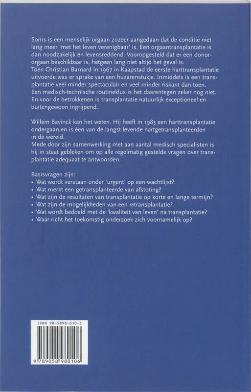 Achterkant van 94 vragen over orgaantransplantatie