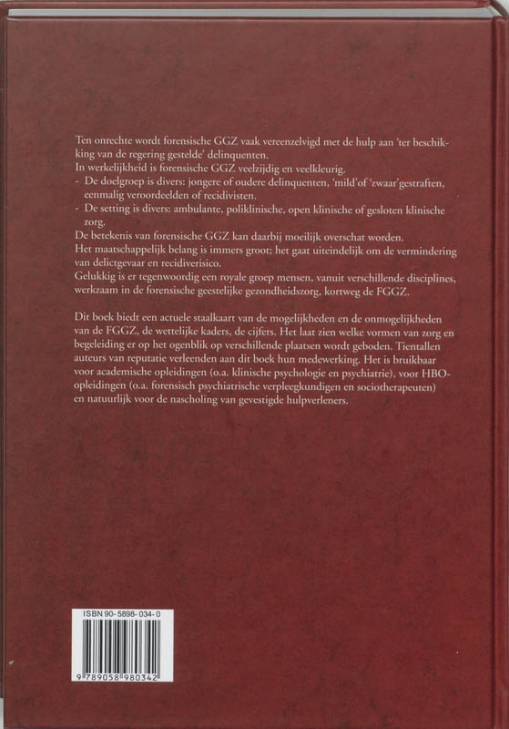 Achterkant van Handboek forensische geestelijke gezondheidszorg