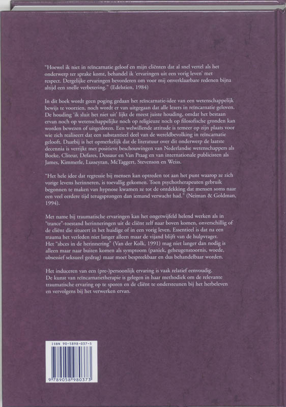Achterkant van Handboek reincarnatietherapie
