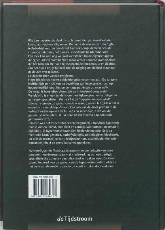 Achterkant van Handboek hypertensie